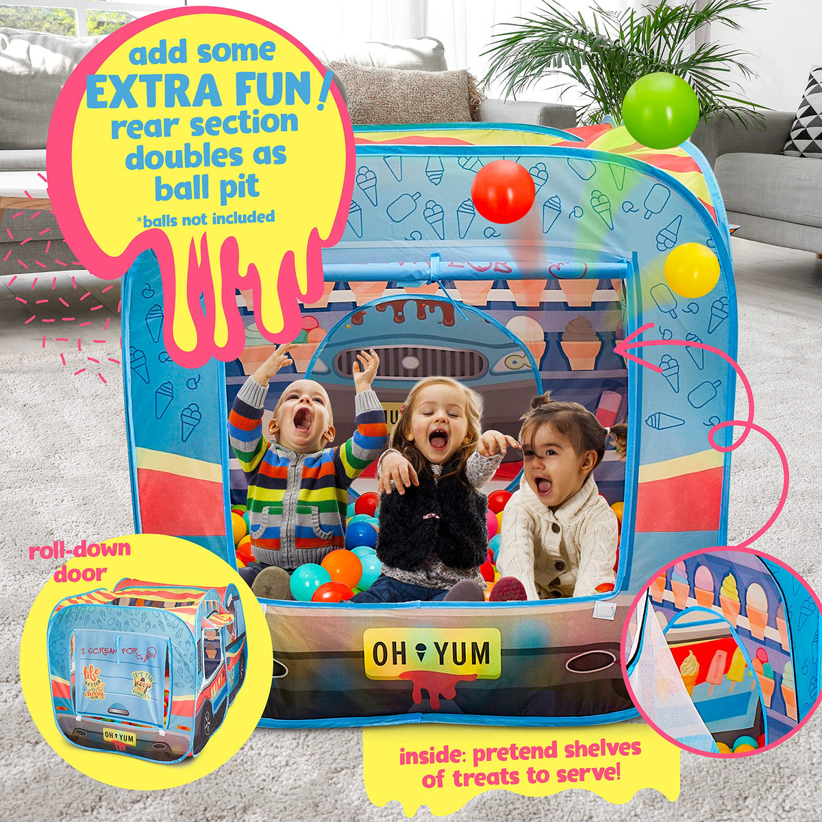 Kiddzery ice cream tent is ideal for indoor and outdoor play