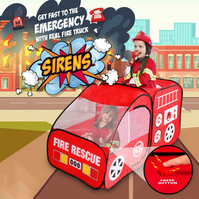 Kiddzery Kiddey Fire Truck Tent firefighter costume enhances role-play