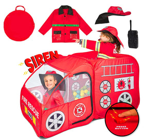 Kiddzery Kiddey Fire Truck Tent siren button for interactive pretend play