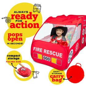 Kiddzery Kiddey Fire Truck Tent zipper door for easy access
