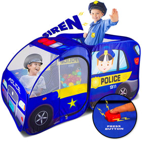 Kiddzery Police Car Pop Up Tent with Siren Button sparks interactive pretend play