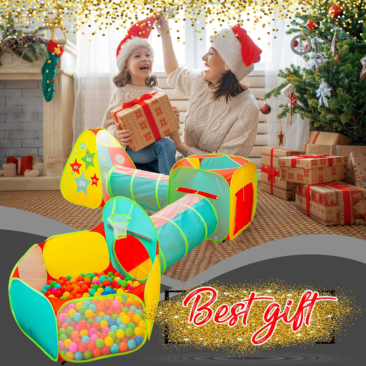 Kiddzery toddler play tent ball pit square provides a safe space for sensory play.