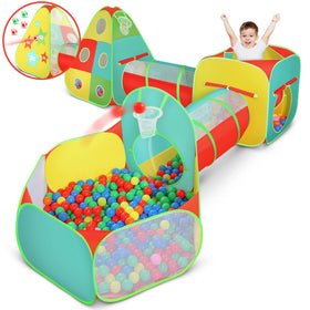 Kiddzery toddler play tent with dual tunnels supports crawling and exploration.