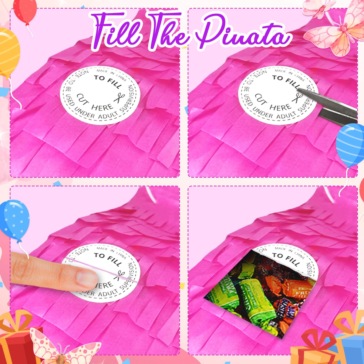 KiDEPOCH butterfly pinata size 16x12.6x4.2 inches suits small group parties