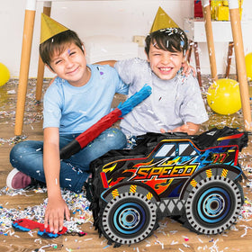 KiDEPOCH Monster Truck Pinata Car side view, vivid party decor and game element