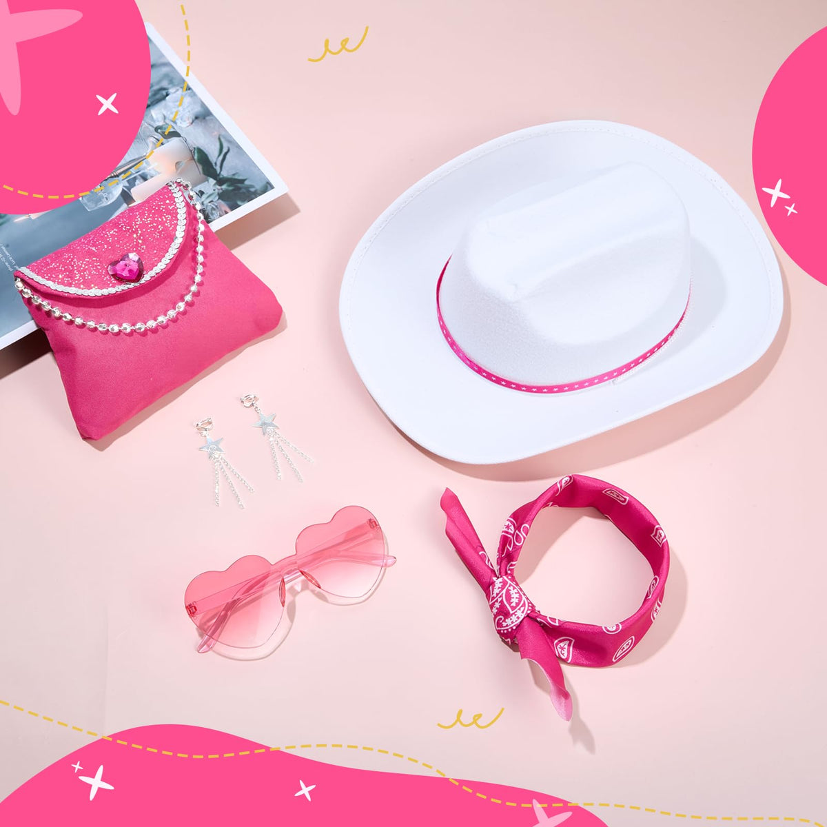 Kidinix Cowgirl Costume pink sunglasses elevate party-ready style.
