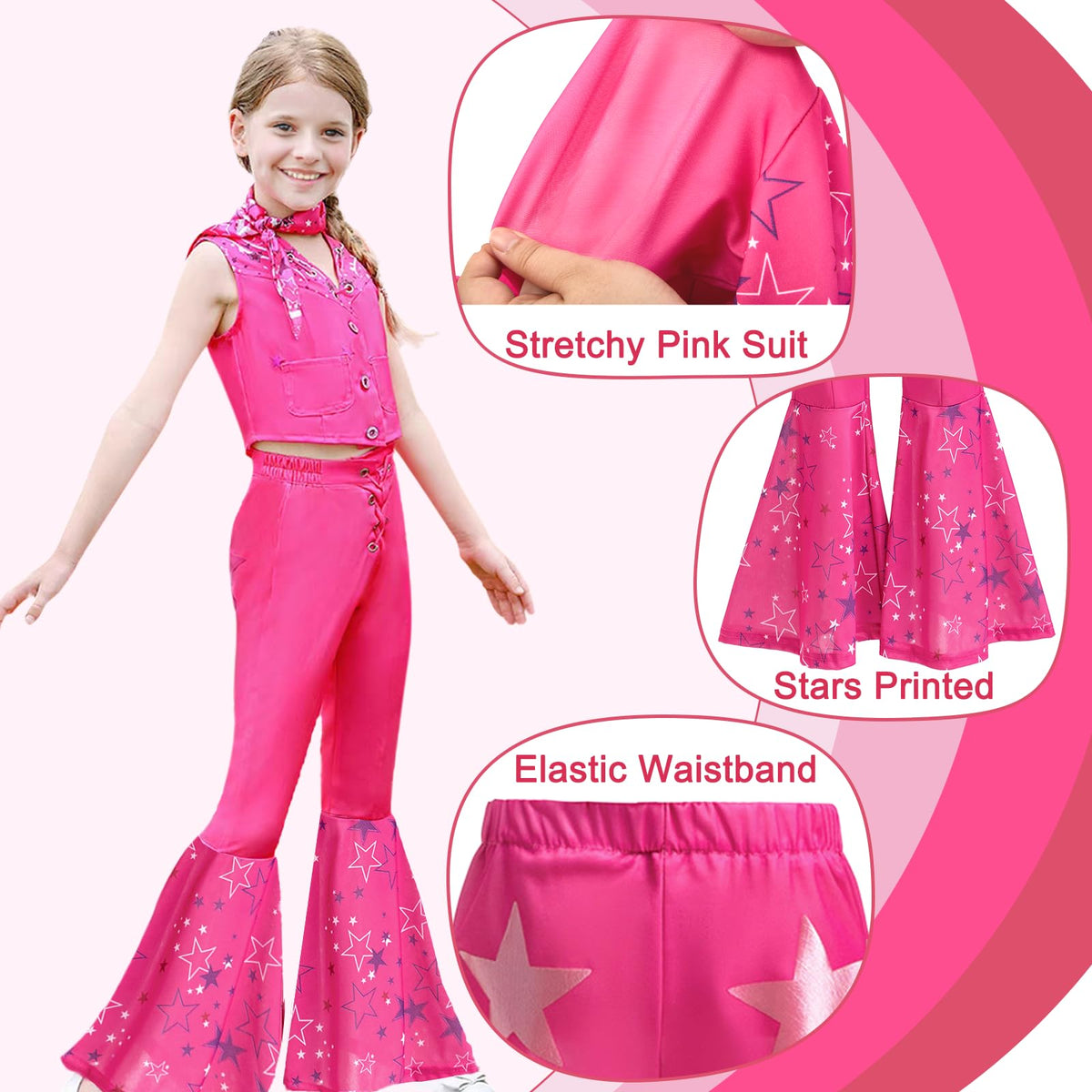 Kidinix Cowgirl Costume waistcoat adds tailored look and easy fastenings.