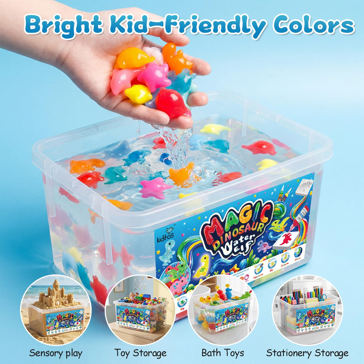 Glow-in-the-dark gels light up evening play sessions.