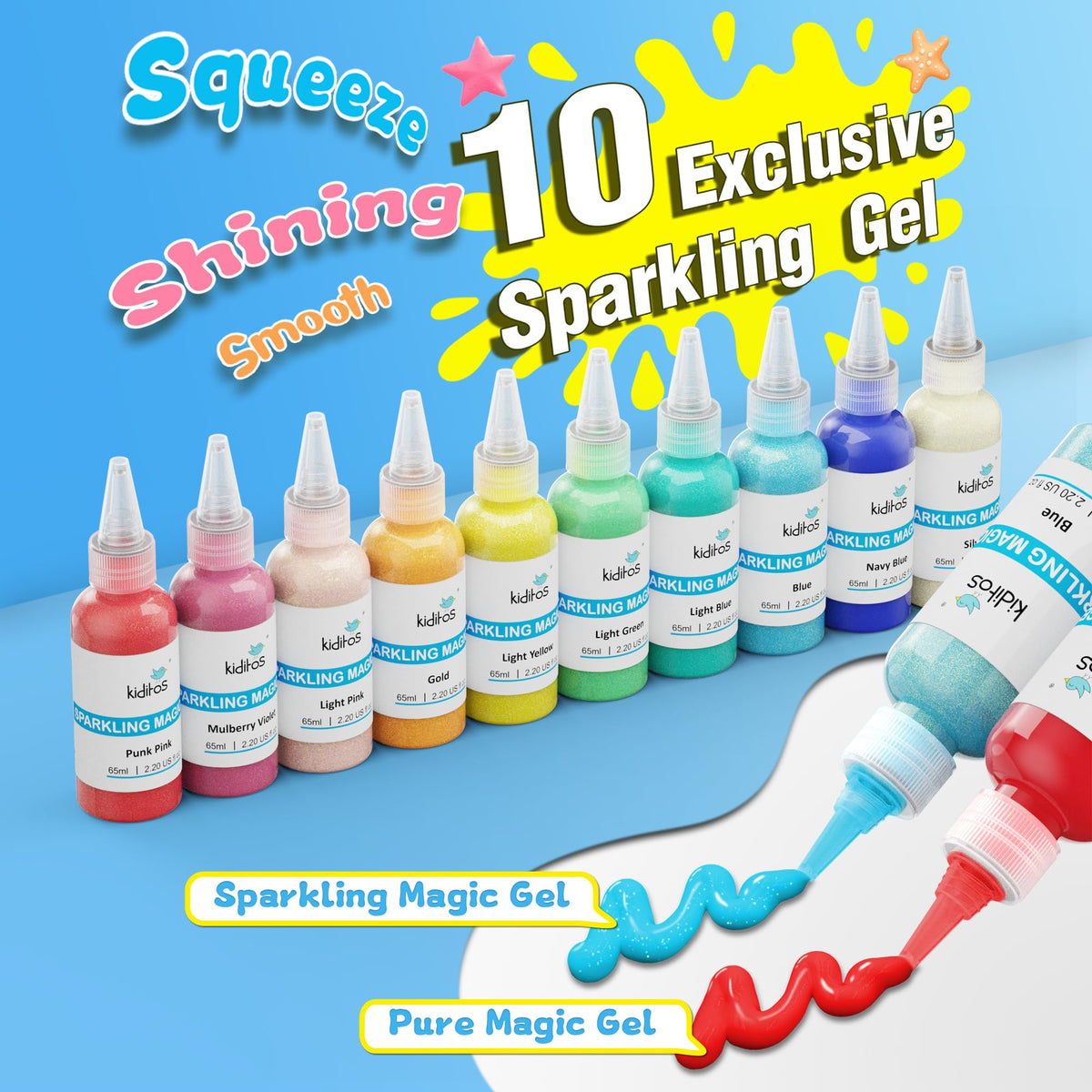 10 sea creature molds included in the Kiditos kit for creative learning.