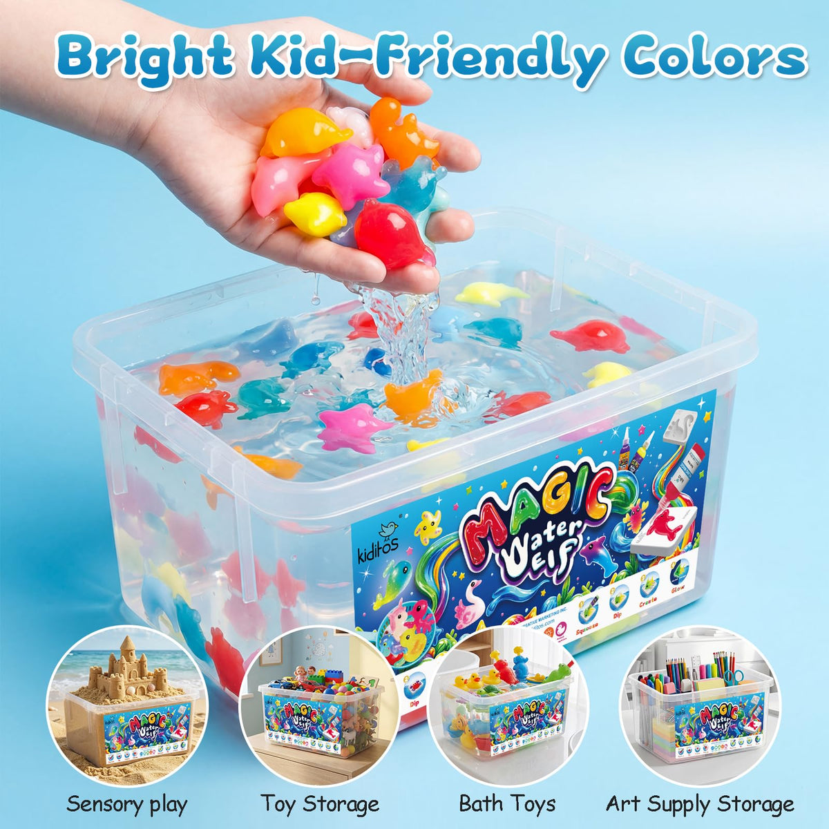Kiditos Magic Water Elf Toy Kit – 2 nets for easy gel removal and cleanup