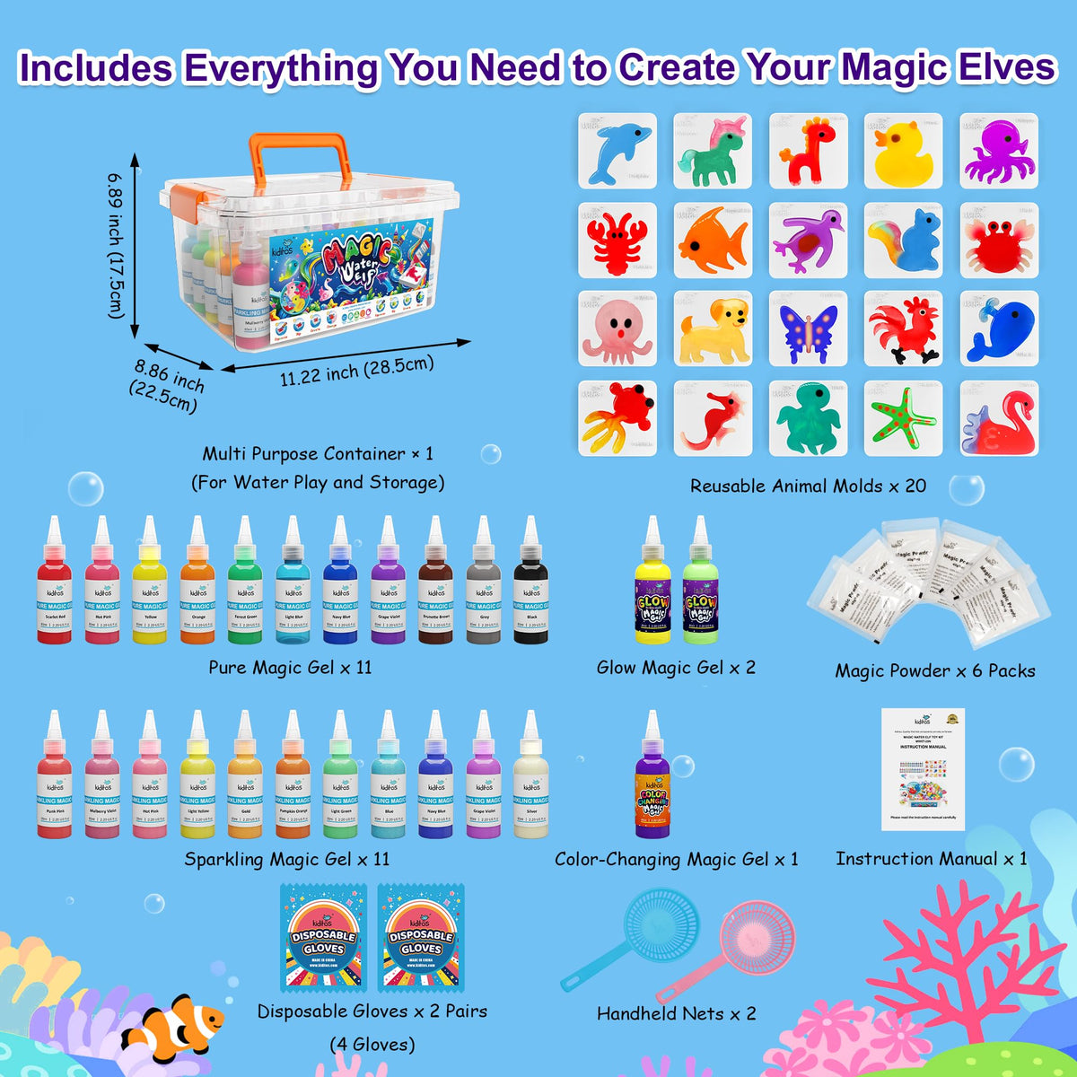 Kiditos Magic Water Elf Toy Kit – bright colors invite imaginative storytelling and pretend play