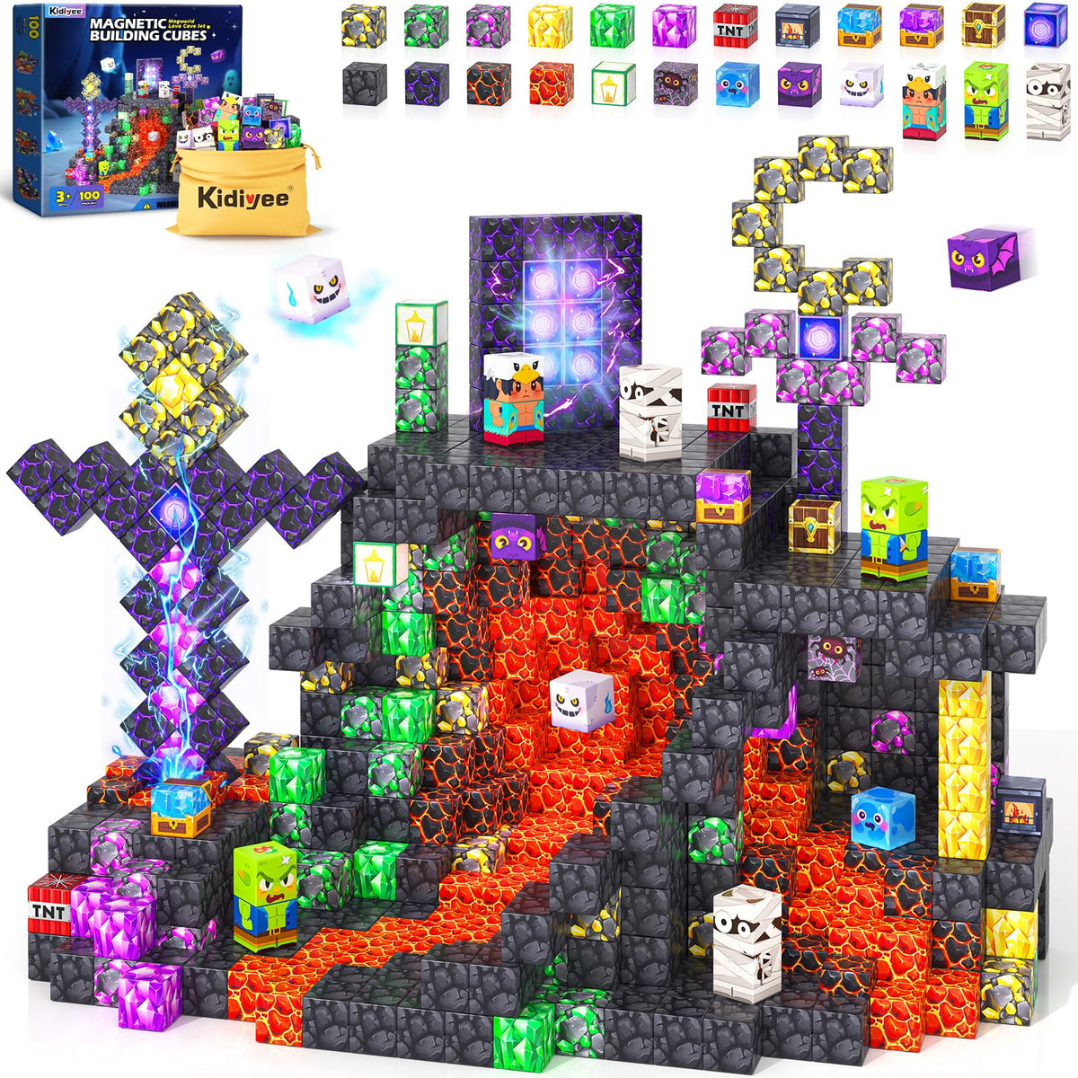 Kidiyee magnetic blocks assemble a mine world for imaginative STEM play.