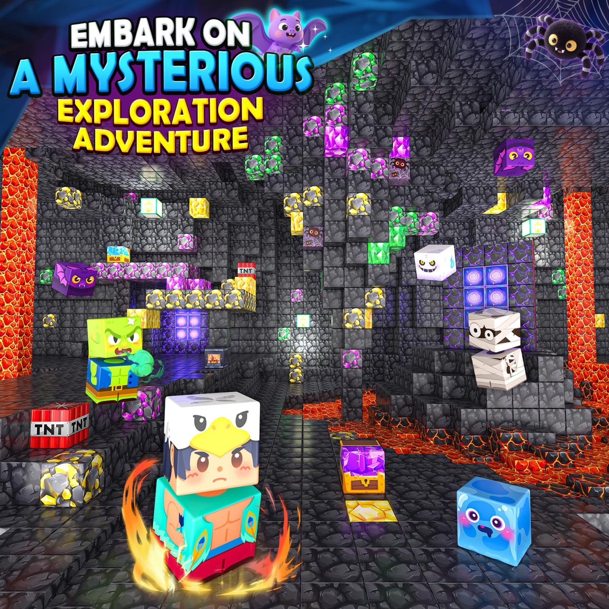 Kidiyee magnetic blocks showcase patterns and characters for creative building adventures.