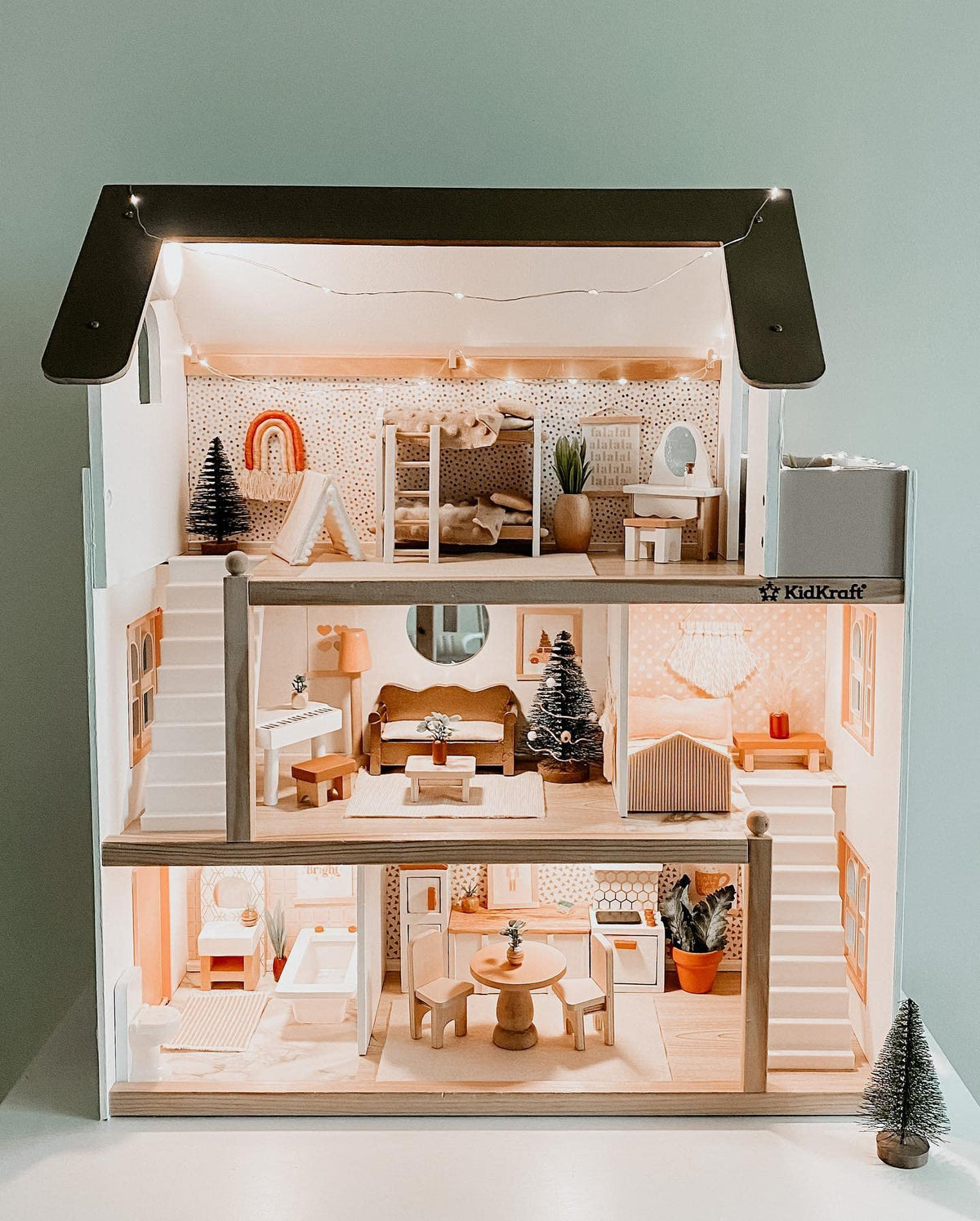 KidKraft Chelsea Doll Cottage spacious interior for 5-inch dolls and setups