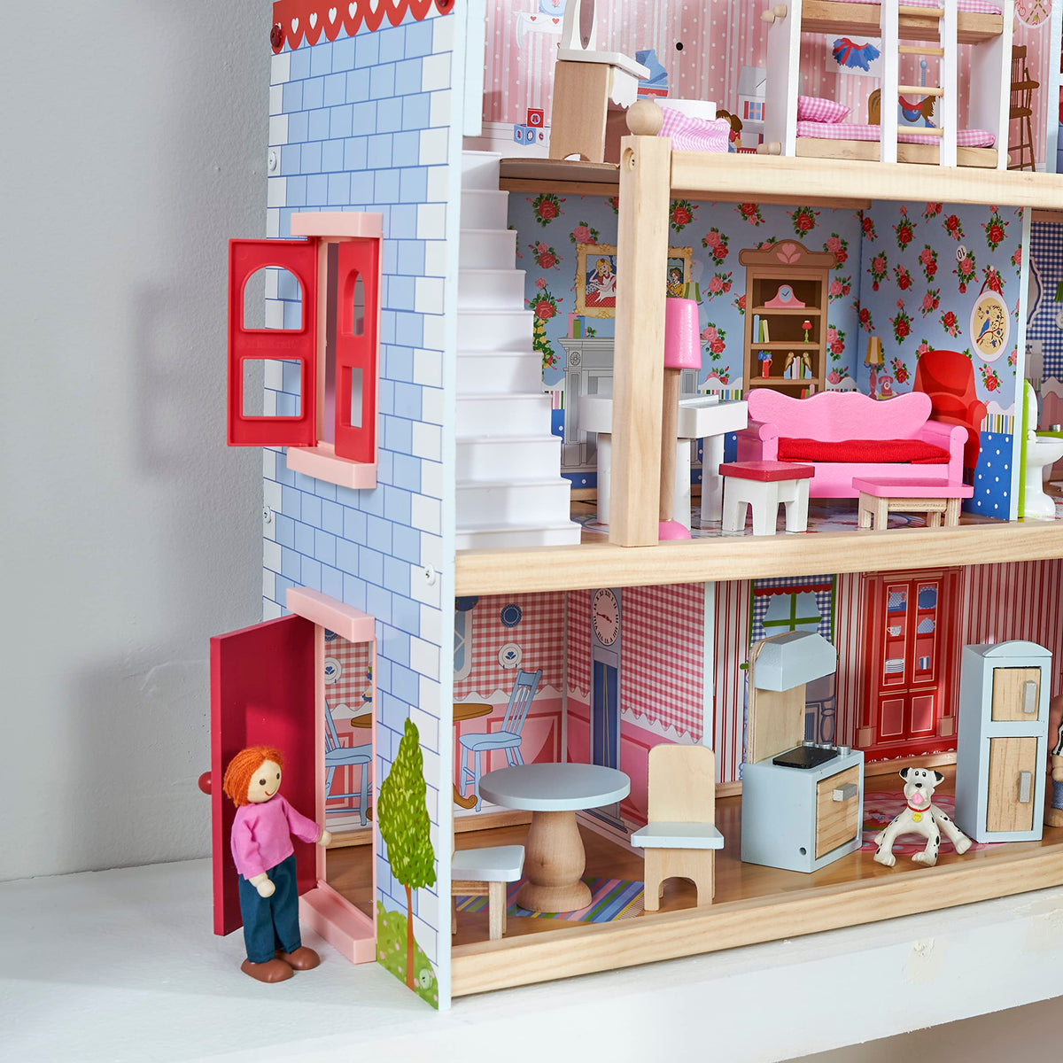 KidKraft Chelsea Doll Cottage working shutters add realism and opening scenes