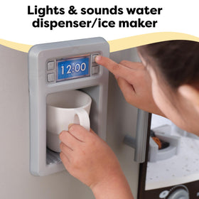 Ice maker feature with lights and sounds adds interactive kitchen fun.