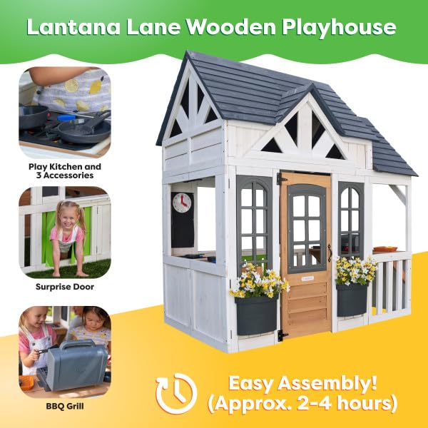 Durable wooden construction of KidKraft Lantana Lane withstands outdoor use