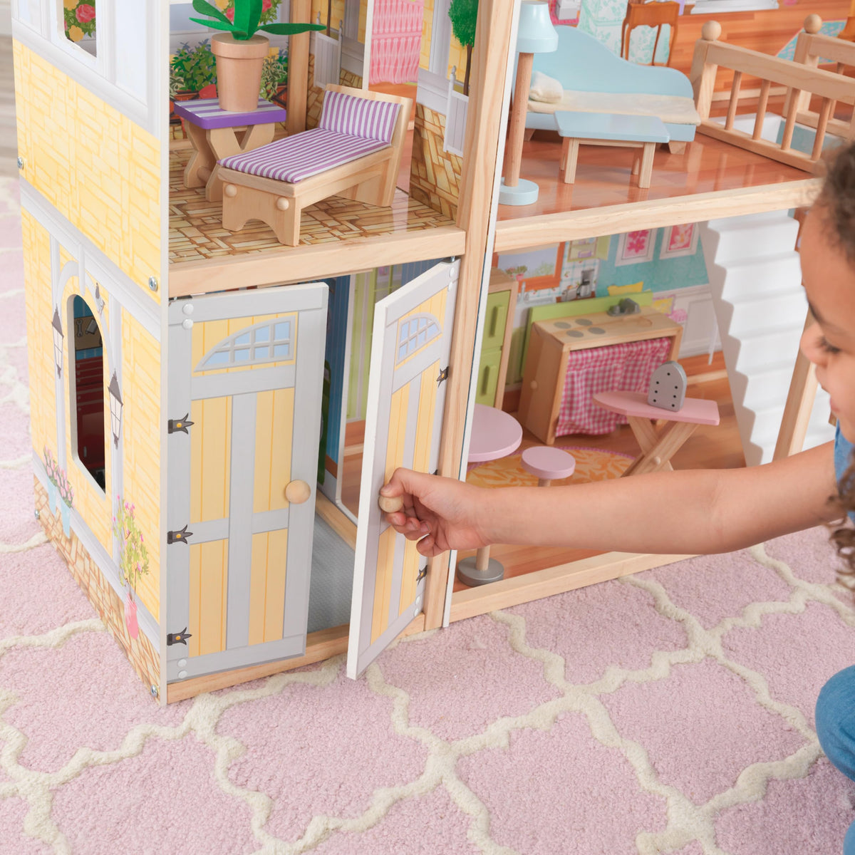 KidKraft Majestic Mansion working garage doors add realistic role play moments