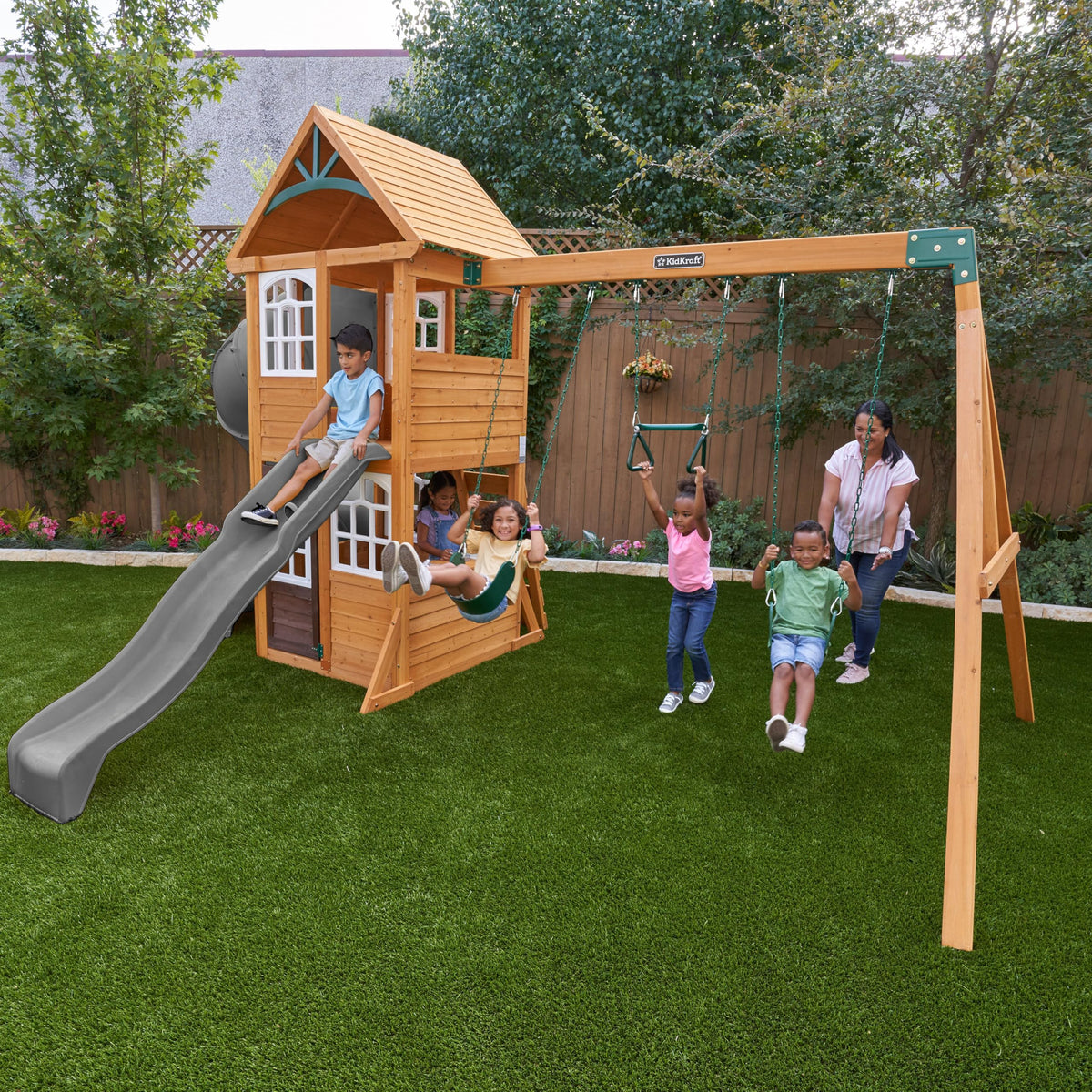 Sterling Falls twist n ride slide offers thrilling yet safe outdoor fun.