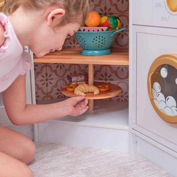 KidKraft Ultimate Corner Play Kitchen curved corner design saves space