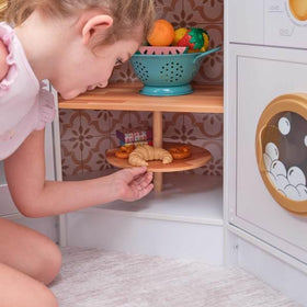KidKraft Ultimate Corner Play Kitchen curved corner design saves space
