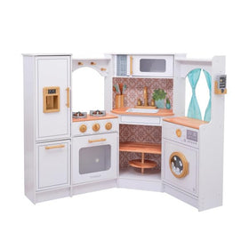 KidKraft Ultimate Corner Play Kitchen with lights and sounds for immersive pretend cooking