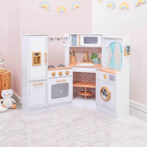 KidKraft Ultimate Corner Play Kitchen oven knobs click for realistic play
