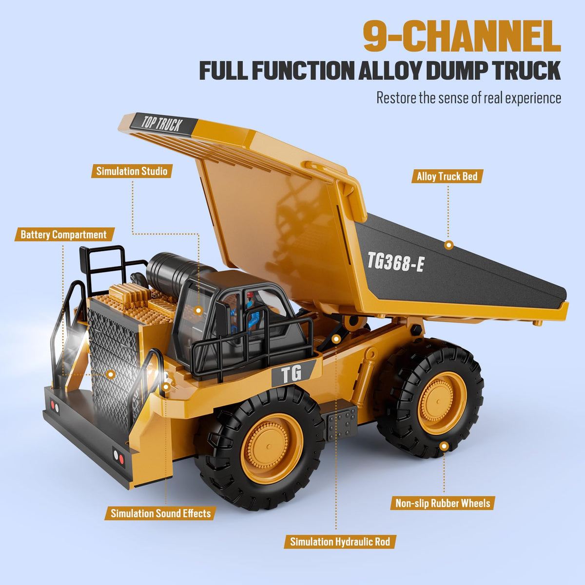 KIDMARKT RC Dump Truck metal body for durable, high-quality playtime