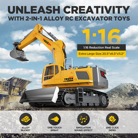 KIDMARKT RC excavator with dozer blade enables versatile digging and grading