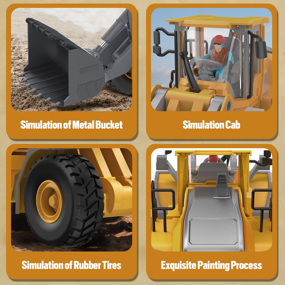 KIDMARKT wheel loader liftable alloy bucket demonstrates authentic digging action