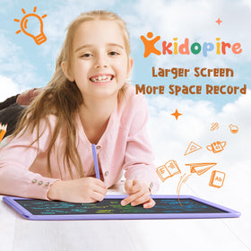 Kidopire purple doodle board with stylus for mess-free note taking and drawing.