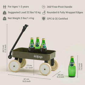 Kidpop Pula-Mini green wheels demonstrate smooth, quiet movement for indoor use.