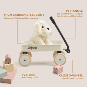 Kidpop Pula-Mini wagon open play mode for pretend deliveries.
