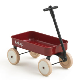 Kidpop Pula-Mini wagon red side view, lightweight transport for toddlers' pretend play.