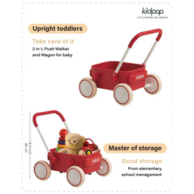 Kidpop PULA in wagon mode red for pull-along play outdoors.