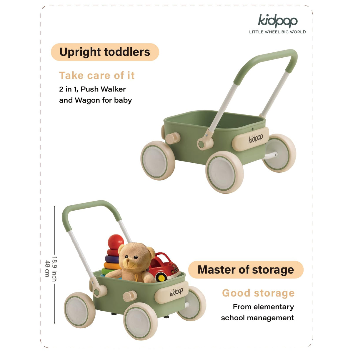 kidpop PULA wagon being pushed for versatile toddler playtime