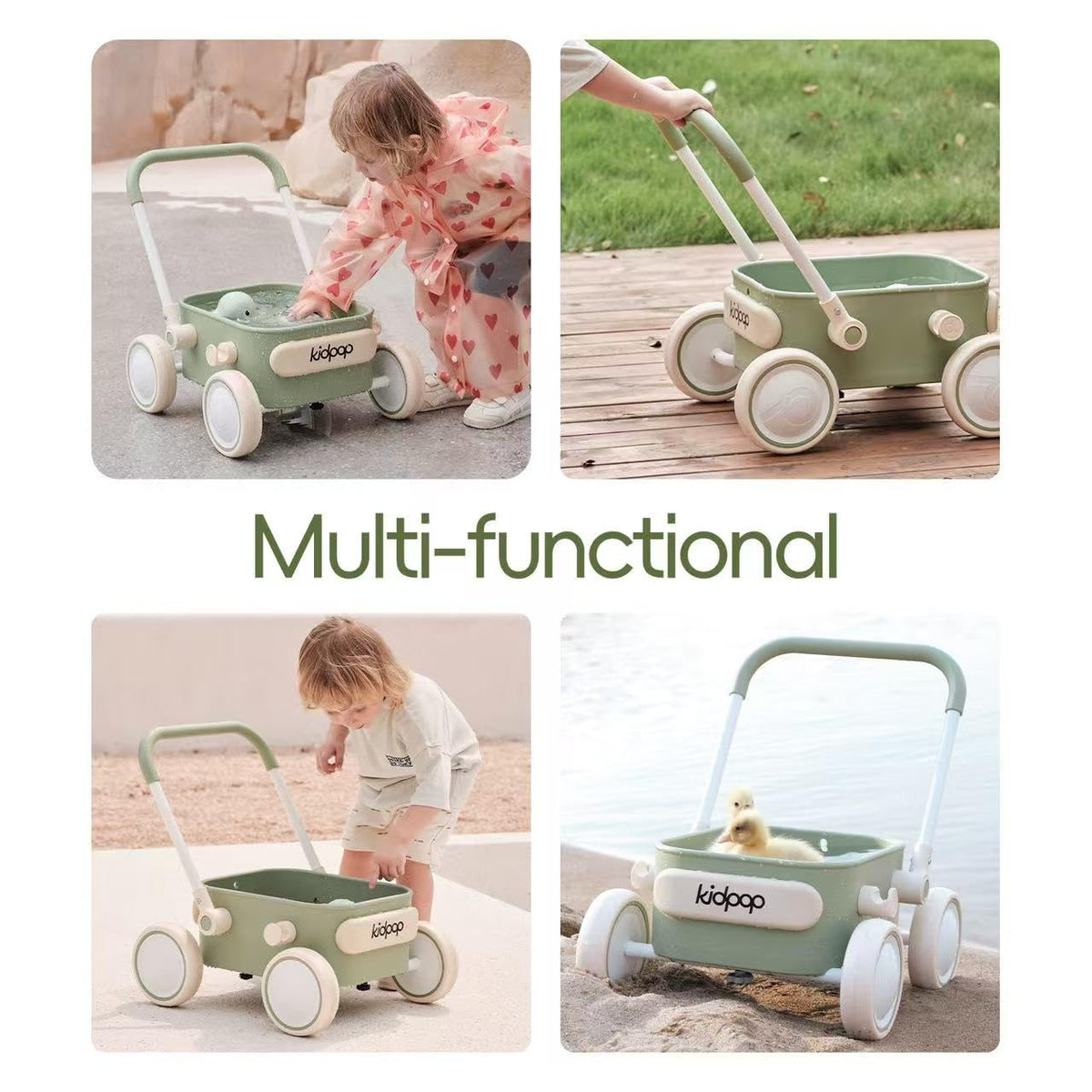 Kidpop PULA walker assembly illustration for quick setup in minutes