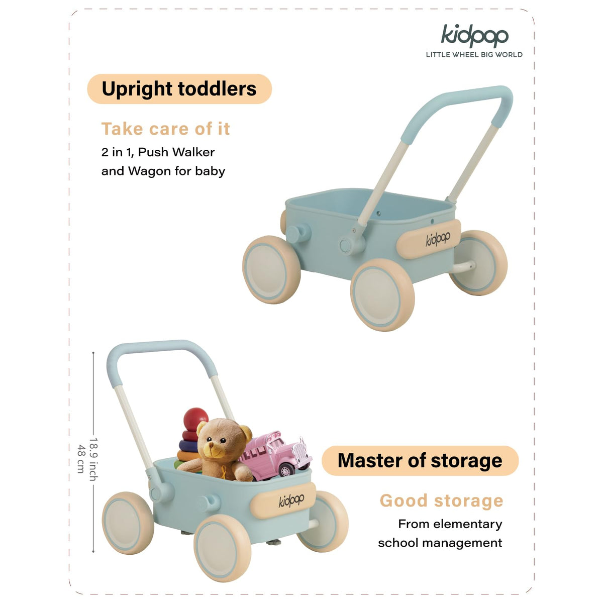 Kidpop PULA walker child using for first steps indoors or outdoors
