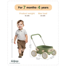 kidpop PULA walker side view shows push-friendly design for toddlers