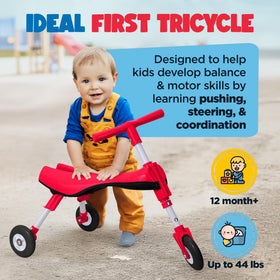 KIDRIM tricycle for toddlers with three-wheel balance for beginners.
