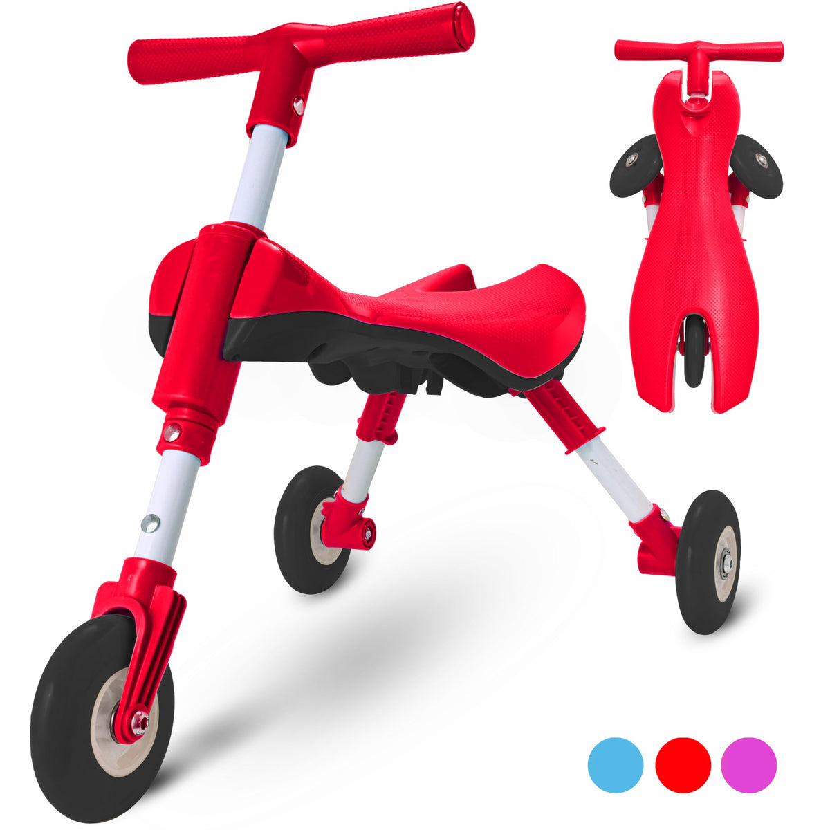KIDRIM toddler tricycle foldable ride for easy transport.