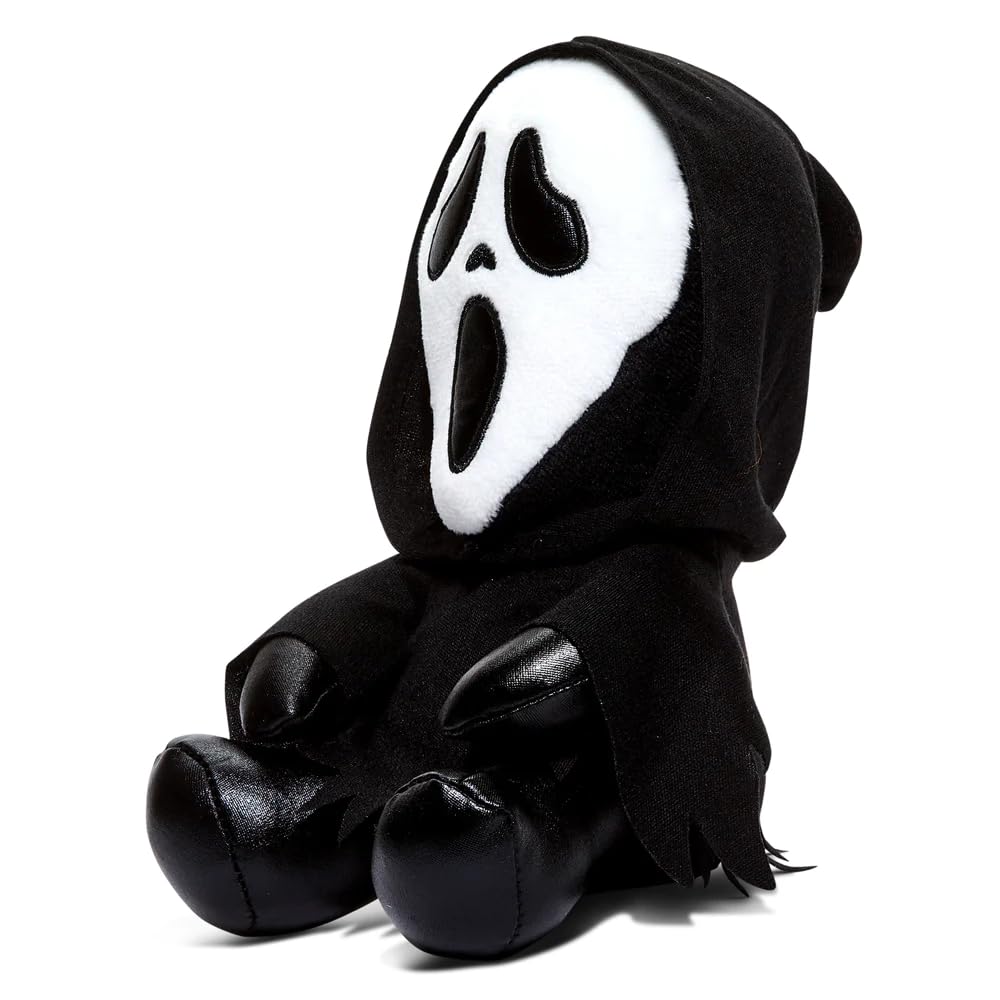 Ghost Face plush face close-up highlighting soft fabric and detailed stitching
