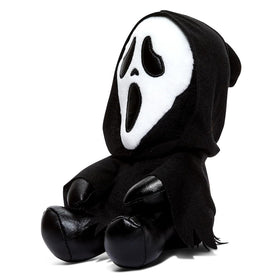 Ghost Face plush face close-up highlighting soft fabric and detailed stitching