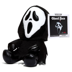 Packaging image of Ghost Face plush ready for gifting