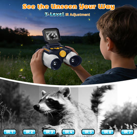 Kids Borescope binoculars rechargeable battery powering long outdoor sessions.