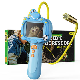 Kids Borescope camera toy exploring backyard insects with clear screen view.