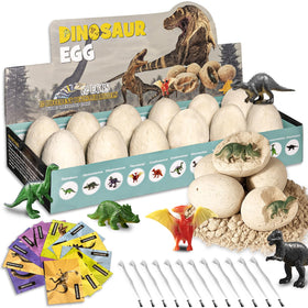 KIDS KING Dinosaur Eggs Dig Kit: egg excavation reveal with authentic dinosaurs, engaging hands-on archaeology at home.