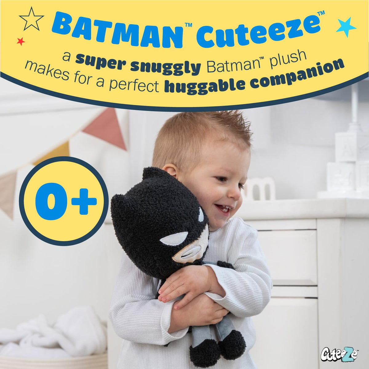 Batman Cuteeze crinkle legs plush encourages tactile play and exploration.