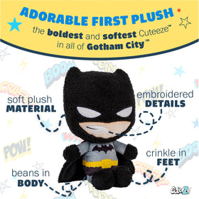 Embroidered details on Batman Cuteeze ensure durable, friendly appearance.