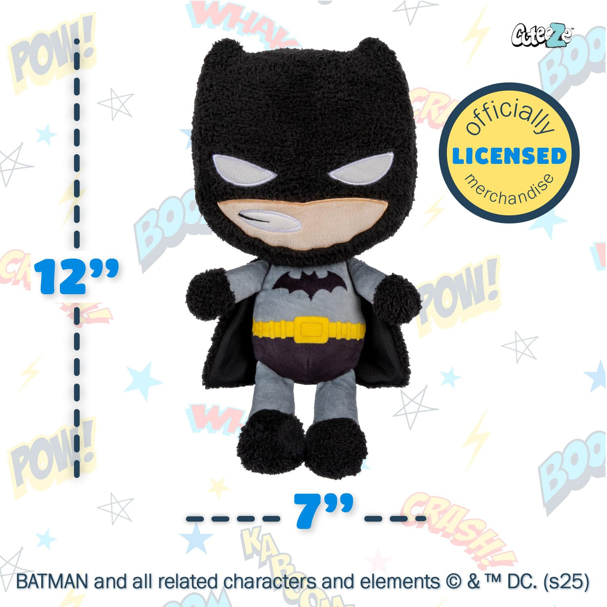 Ultra-soft fabric on Batman Cuteeze invites cozy cuddles during playtime.